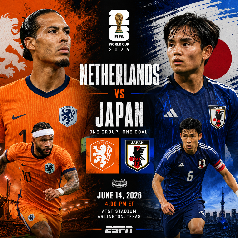 Netherlands, Japan Set for Key Group F Test in World Cup Opener